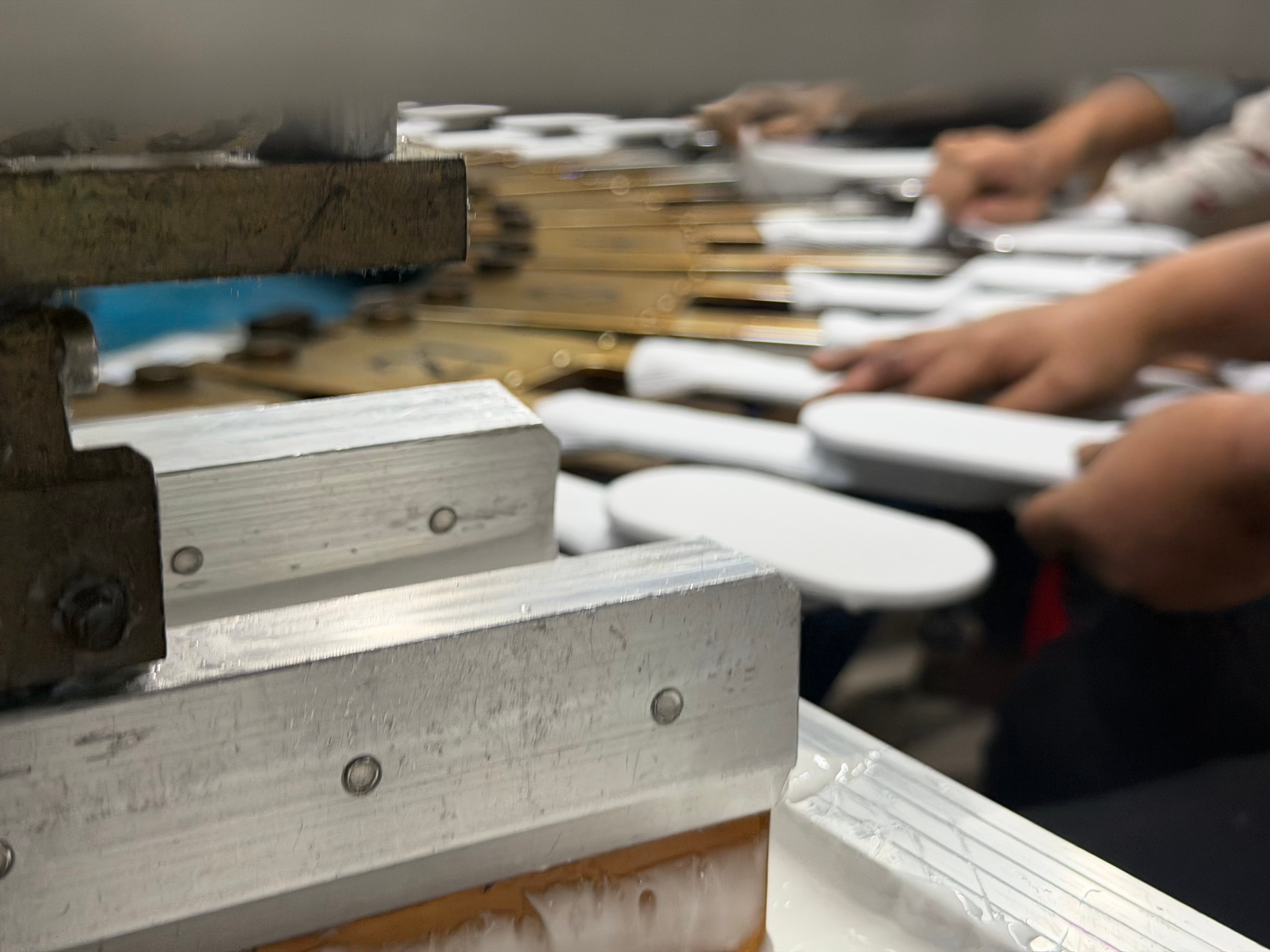 Photo of rows of books in a library with marble busts.